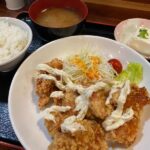 【ランチ】福山市三之丸町の「大衆食堂 さんさん亭」~鶏のからあげ(タルタル)定食