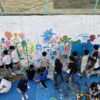 【アート】鞆の浦学園でSHOGENさんの生徒参画ペンキ画アート
